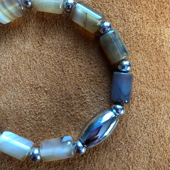 🤎 Brown Agate & Stainless Stretch Beaded Bracelet 🤎 - Picture 8 of 12
